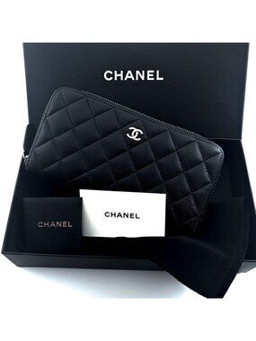Chanel Wallet Quilted Zip Around Caviar